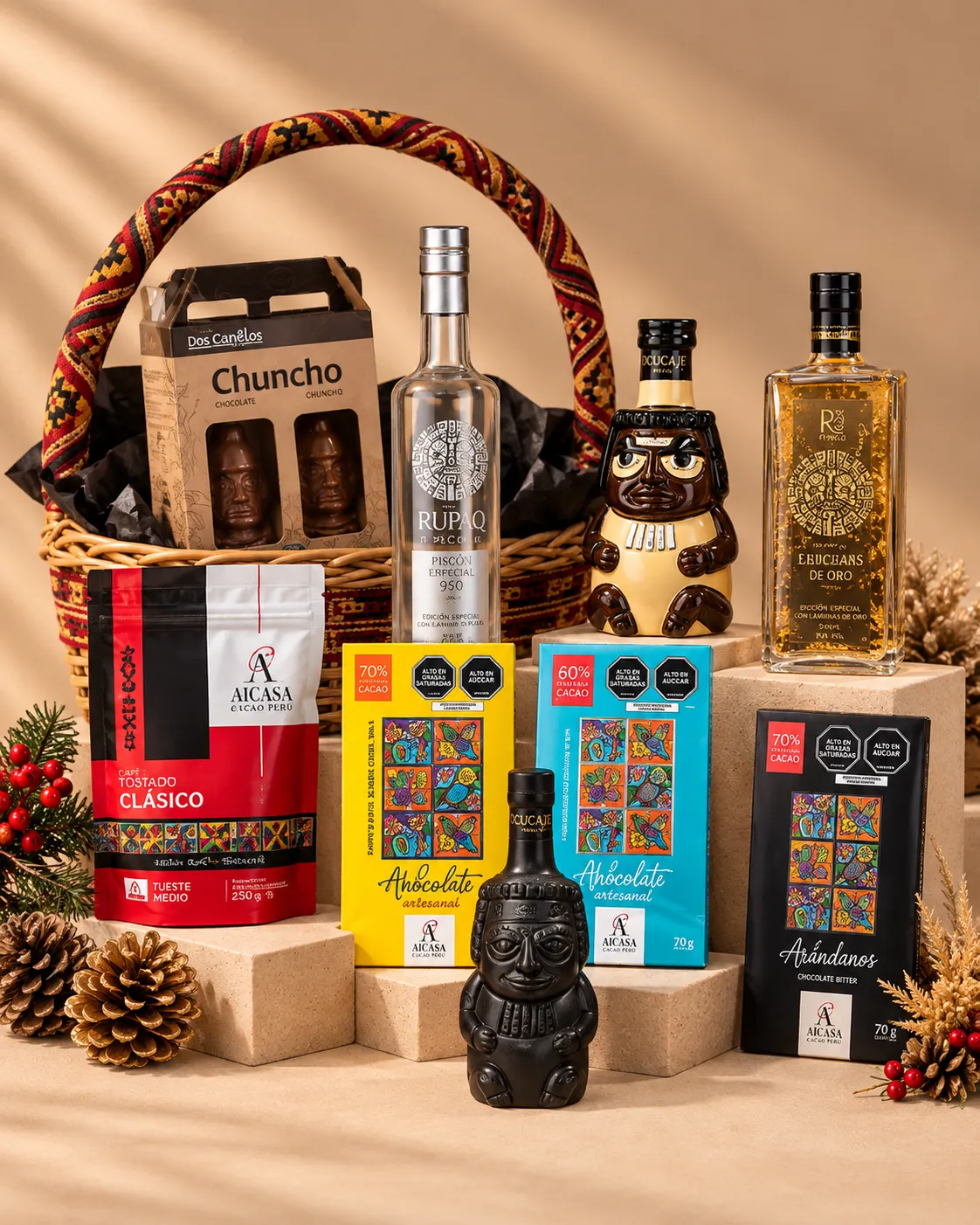 Canasta El Tesoro del Inca navideña premium para empresas BOXIA - productos incluidos